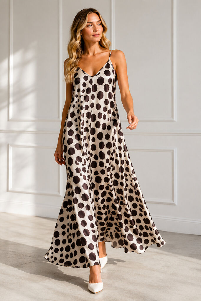Dress Dot Print BEIGE