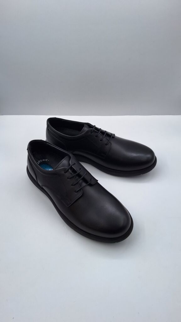 Black Leather Oxford with Lace-Up Closure