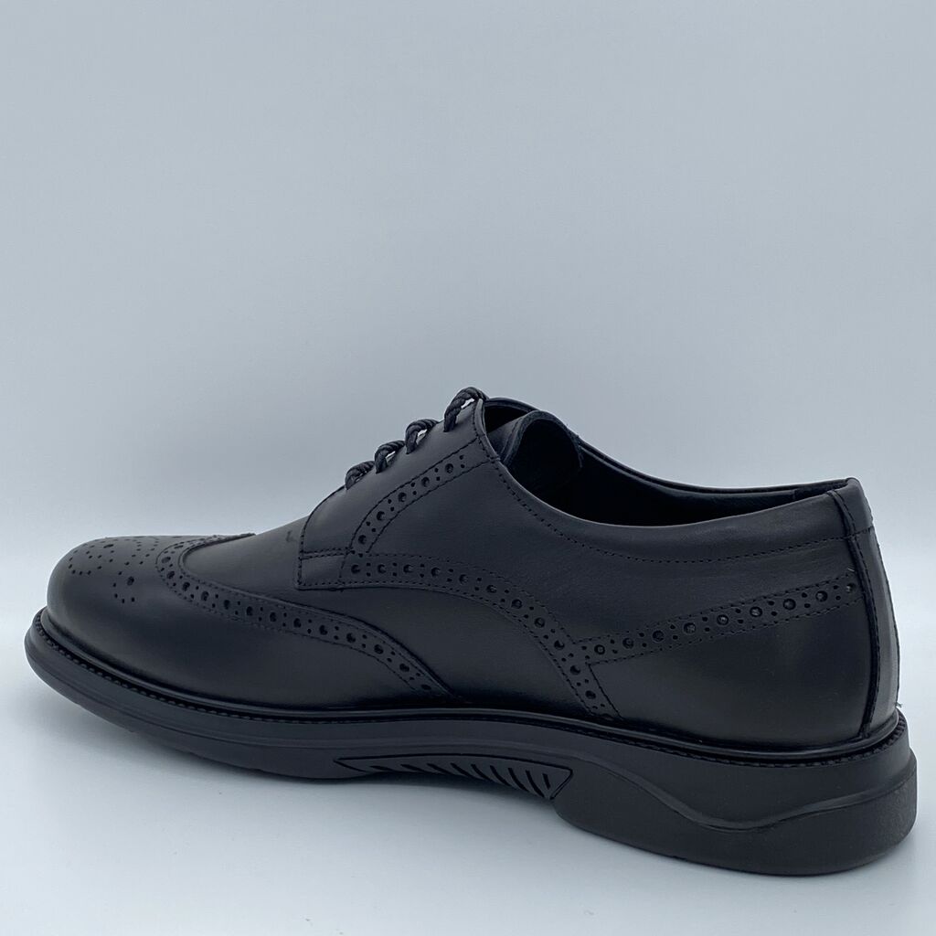 Black Leather Brogue Derby Shoes