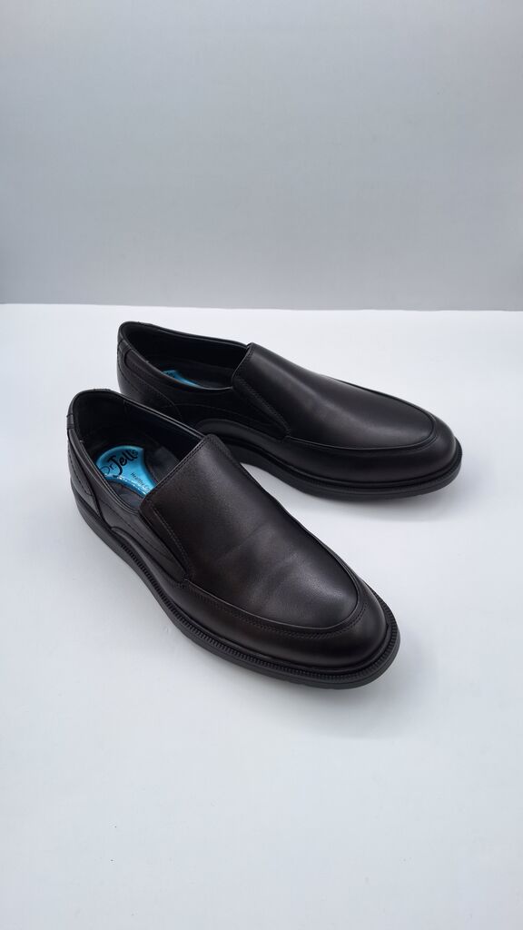 Black Leather Slip-On Loafers with Seam Detailing