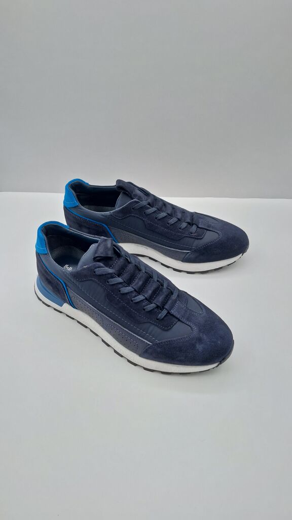 Navy Suede Sneakers with Blue Accent