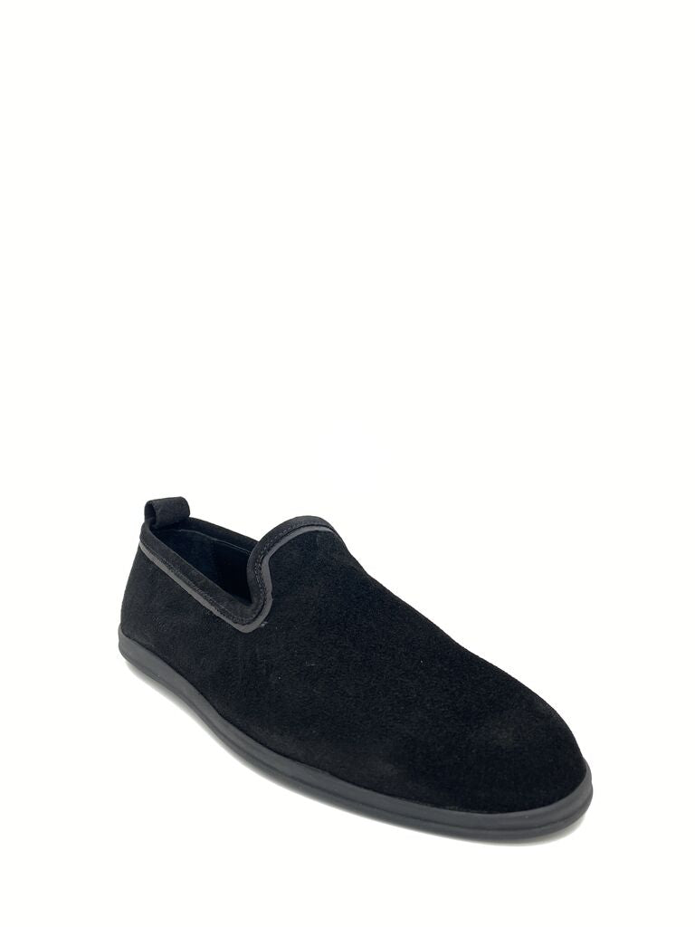 Black Suede Slip-On Shoe with Comfortable Fit