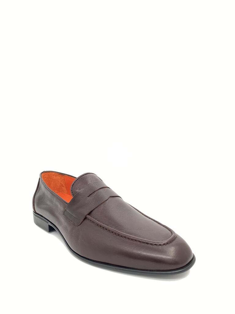 Brown Leather Penny Loafer with Classic Design