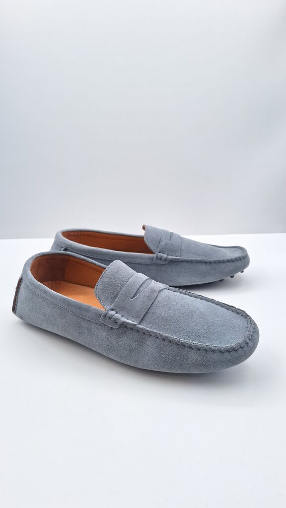 Gray Suede Loafers with Slip-On Design