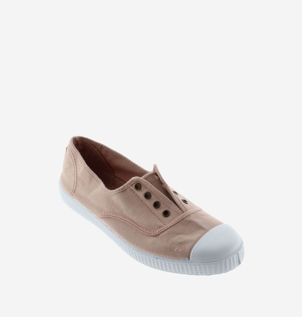 Pink Canvas Slip-On Shoe with Rubber Toe Cap