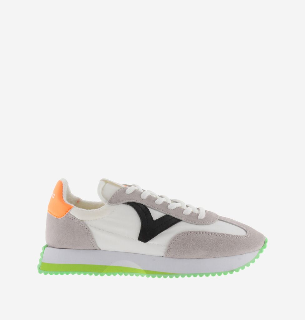 Multicolor Suede Retro Sneakers with Vibrant Soles
