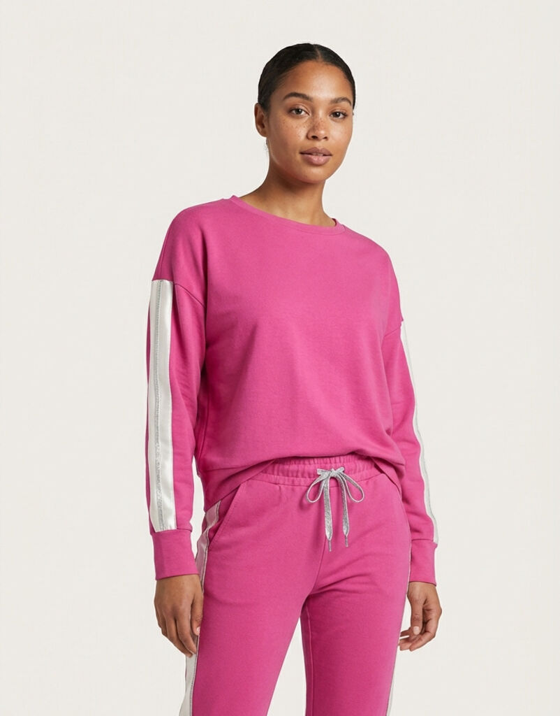 Vibrant Cotton Lounge Sweater with Stripe Detail