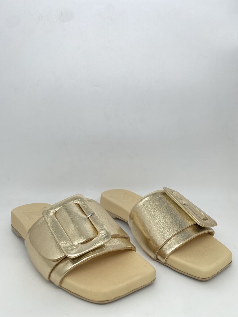 Gold Metallic Slide with Buckle Detail