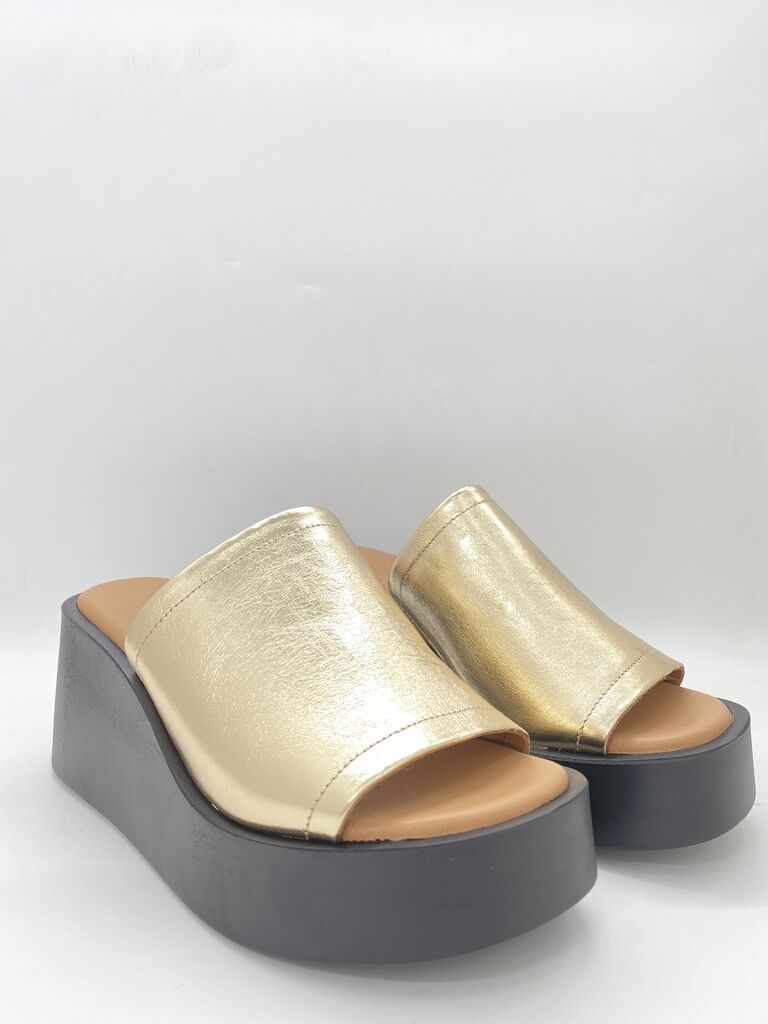 Gold Wedge Sandal with Open Toe
