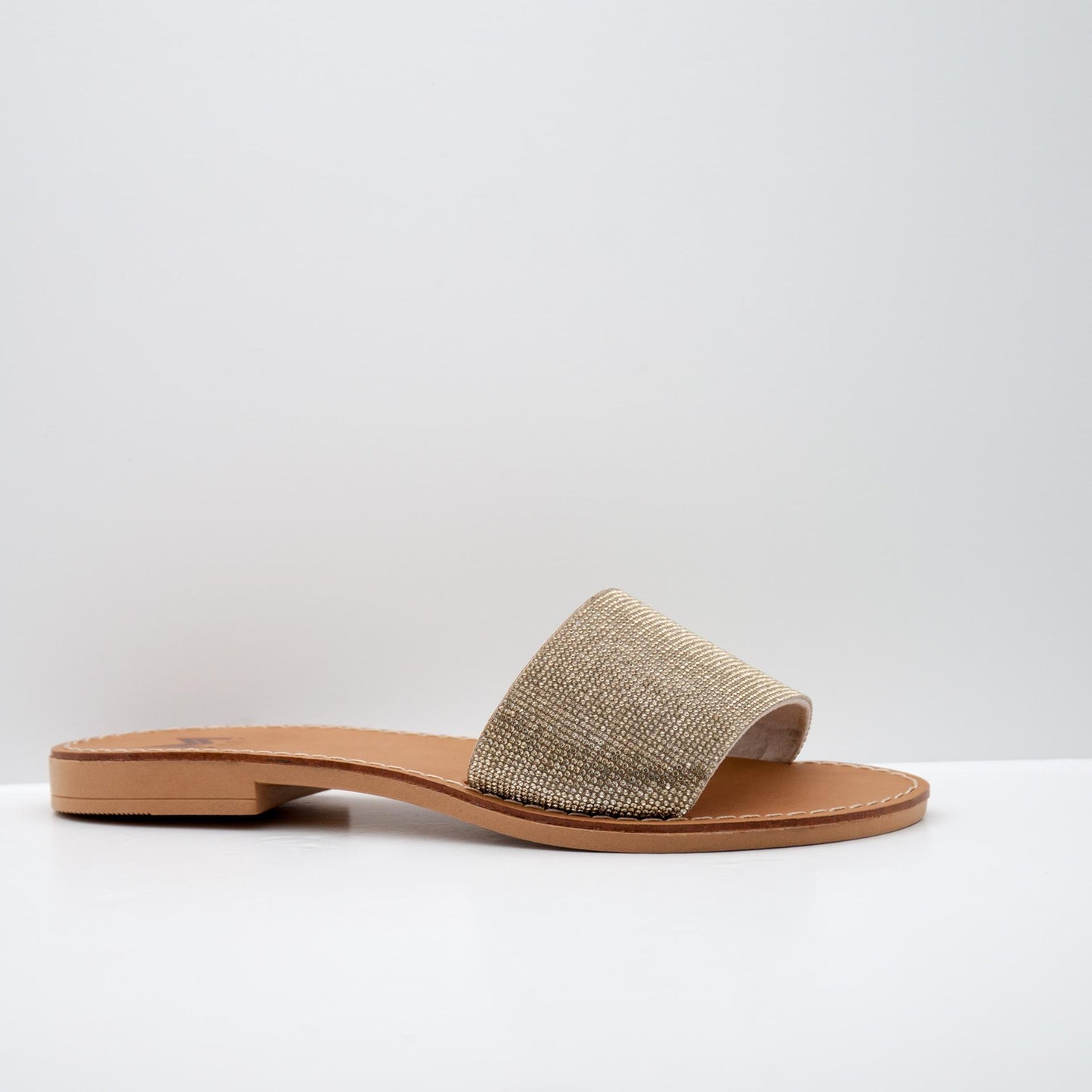 Neutral Textured Slide Flat Sandal