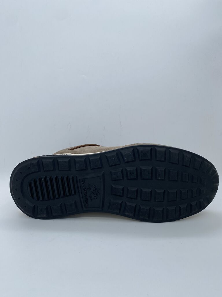 Taupe Suede Sneakers with Leather Accents