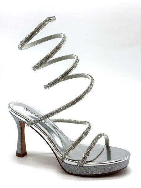 Silver Spiral Heel with Rhinestone Detailing