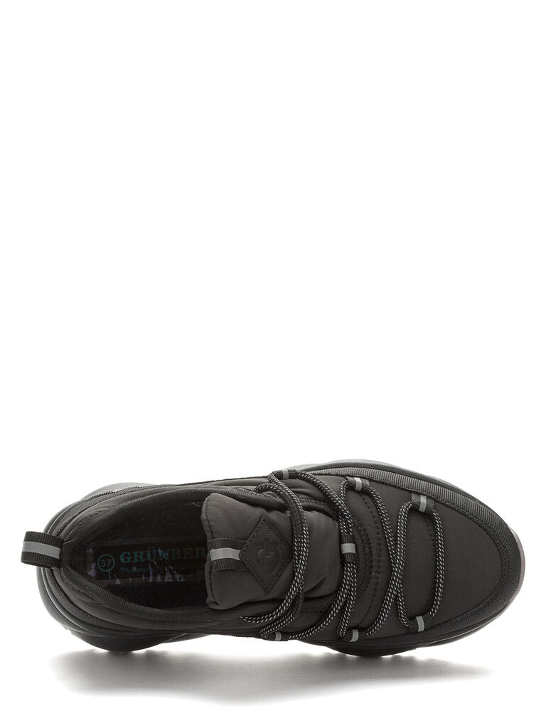 Black Textured Sneakers with Contrasting Sole