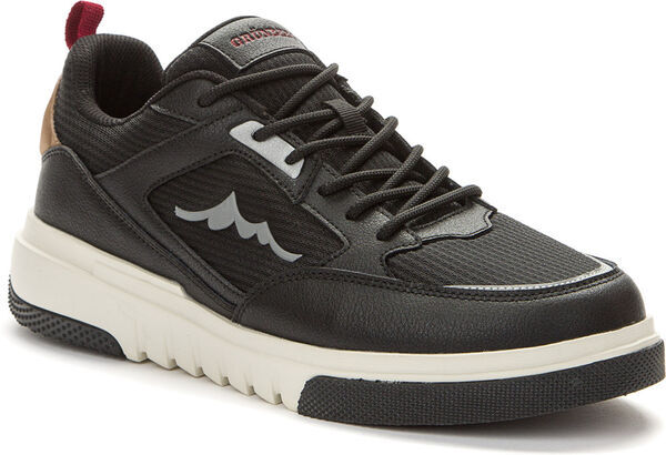 Black Textured Sneaker with Contrast Sole