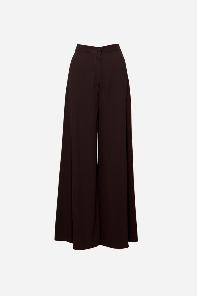 Chocolate Wide-Leg Trousers with High Waist