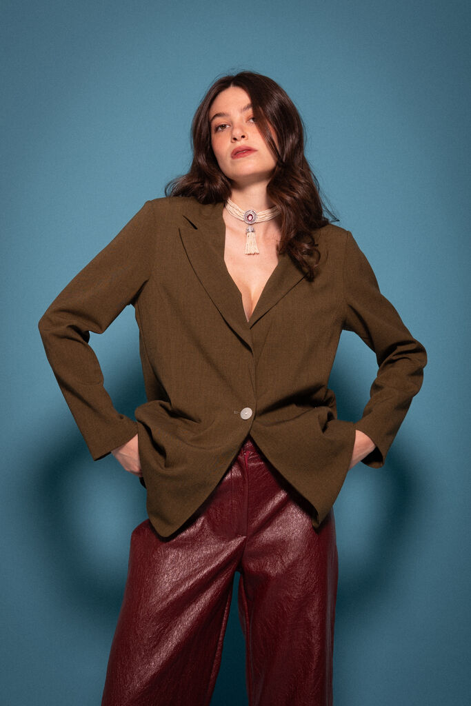 Chocolate Faux Leather Wide-Leg Pants