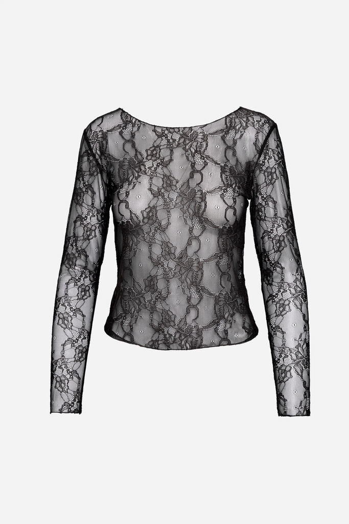 Black Lace Long Sleeve Top