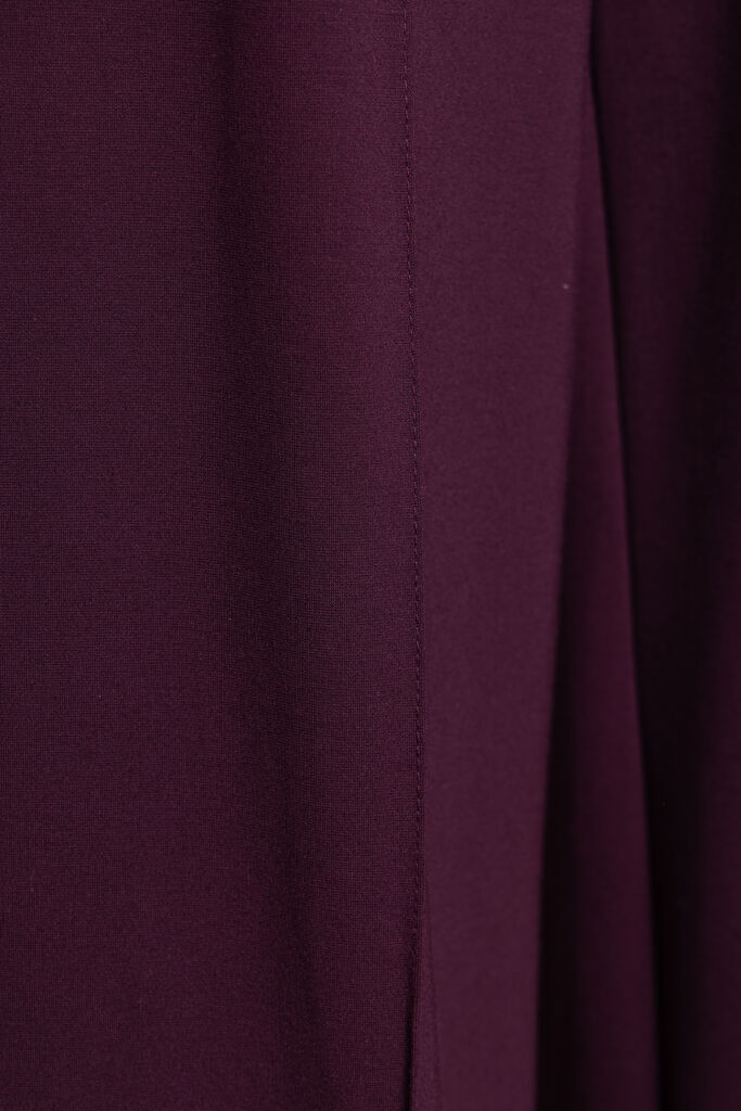 Plum Wide-Leg Trousers with Pleated Detail