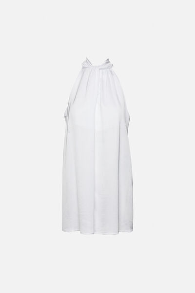 White Sleeveless Halter Blouse