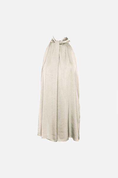 Neutral Halterneck Dress with Bow Detail