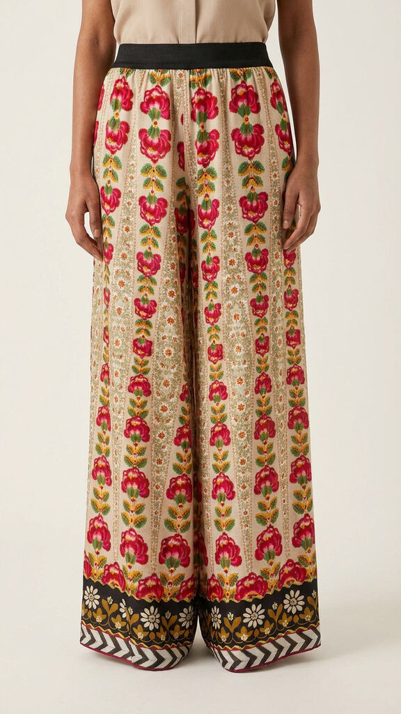 Vibrant Floral Wide-Leg Pants