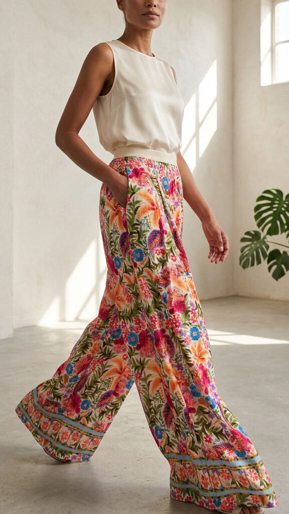 Vibrant Floral Skirt with Flowing Design