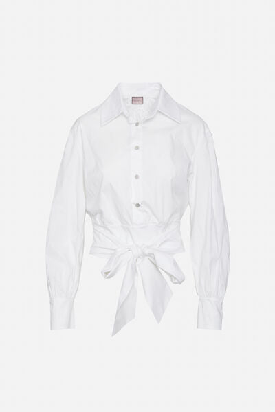 White Buttoned Shirt with Tie Waist