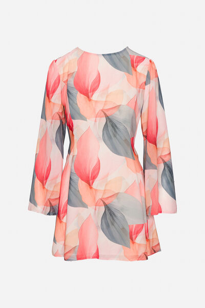 Pink Floral Dress with Flowing Sleeves