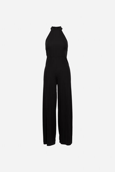 Black Halter Wide-Leg Jumpsuit