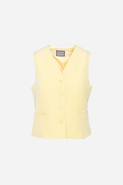 Pale Yellow Tailored Vest with Button Closure