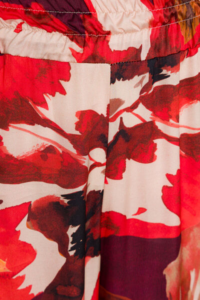 Red Floral Wide-Leg Trousers