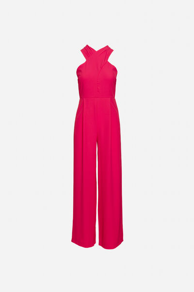 Vibrant Jumpsuit with Cross-Neck Detail