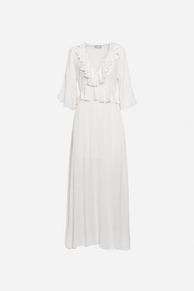 Ivory Chiffon Dress with Ruffle Detail