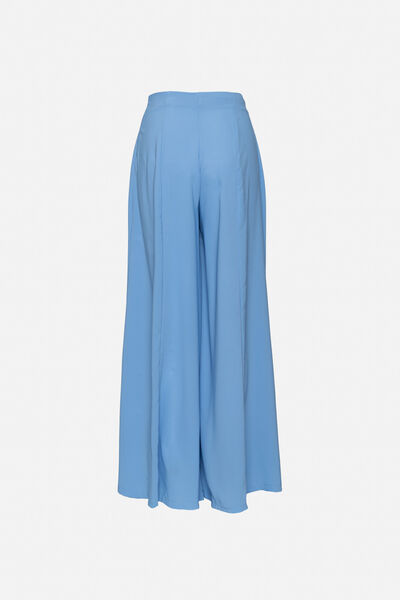 Sky Blue Wide-Leg Trousers with Relaxed Fit