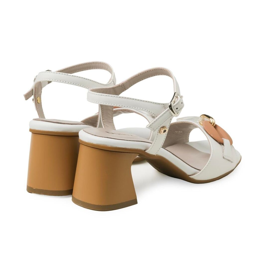 White Strappy Sandal with Buckle Detail