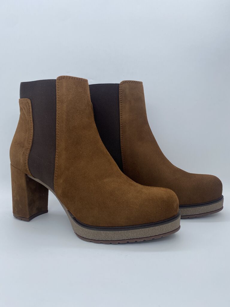 Brown Suede Block Heel Ankle Boots