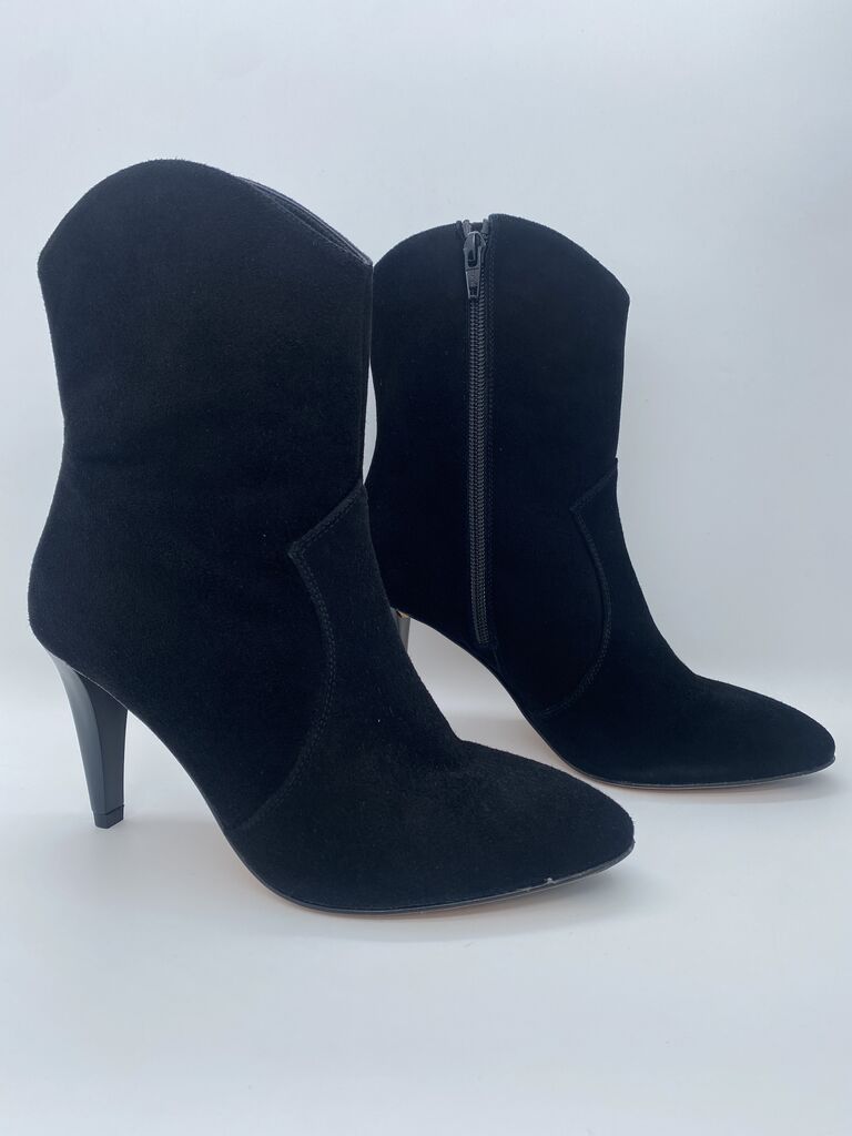 Black Suede Ankle Boots with Pointed Toe