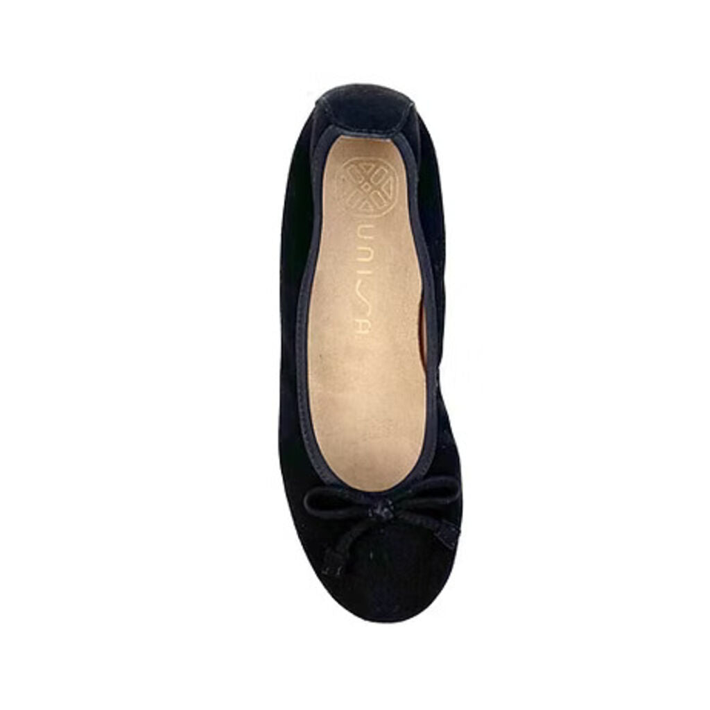 Black Velvet Ballet Flats with Bow Detail