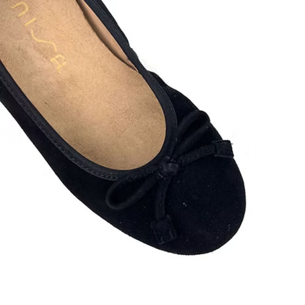 Black Velvet Ballet Flats with Bow Detail