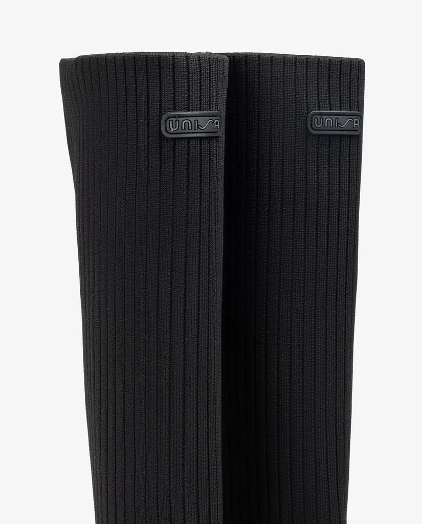 Black Knit Tall Boots with Ribbed Upper