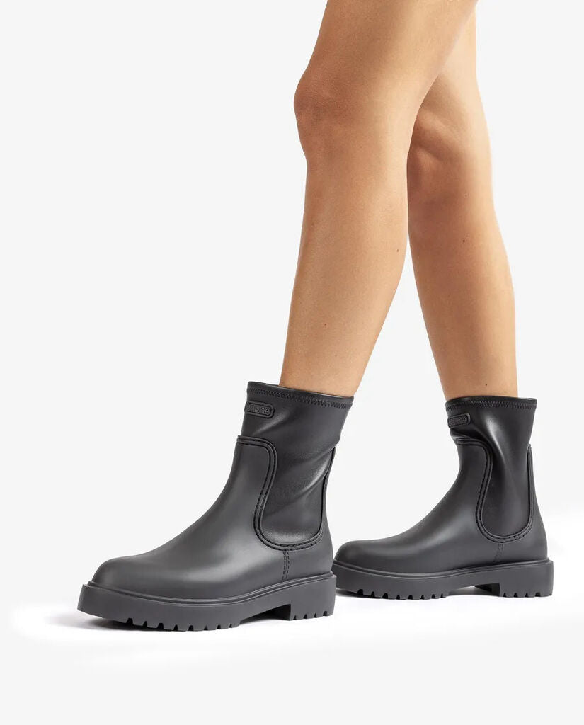 Black Ankle Boot with Elastic Side Panels