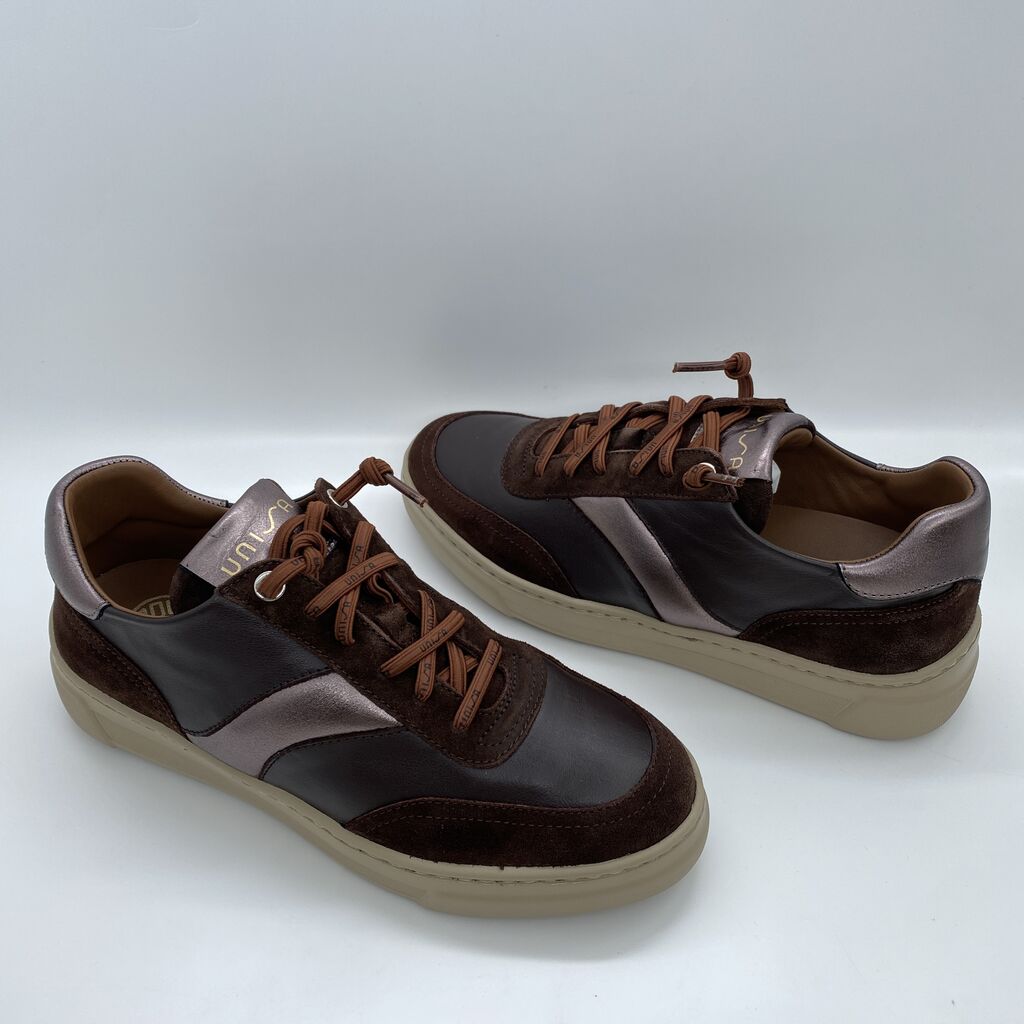 Brown Suede Leather Sneakers with Lace-Up Detail