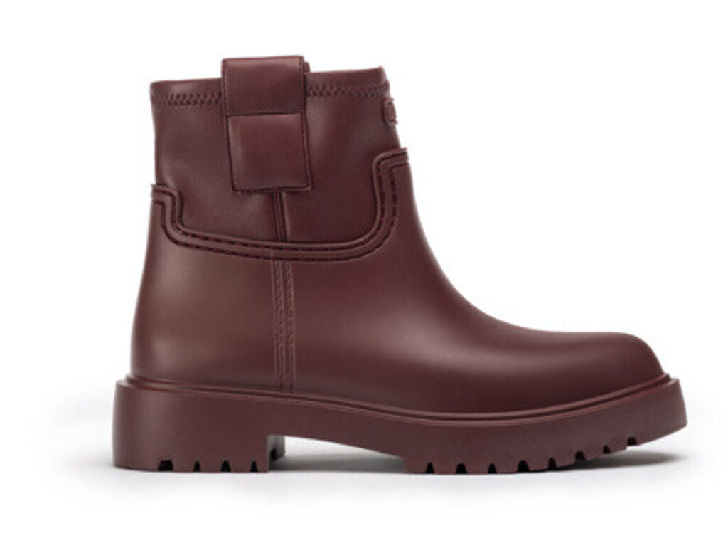 Burgundy Leather Ankle Boots with Side Strap