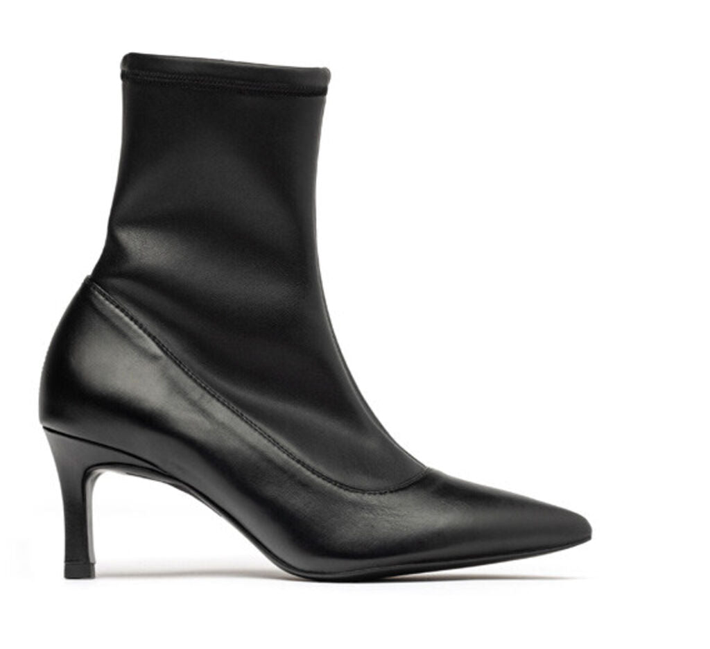 Black Leather Ankle Boots with Pointed Toe