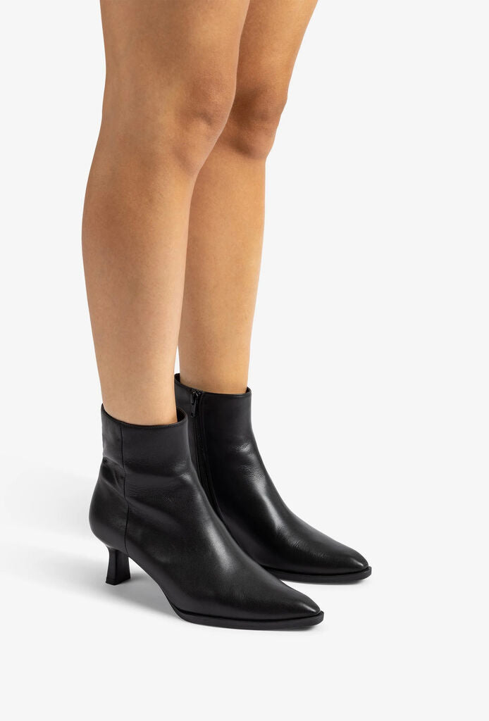 Black Ankle Boot with Sleek Kitten Heel