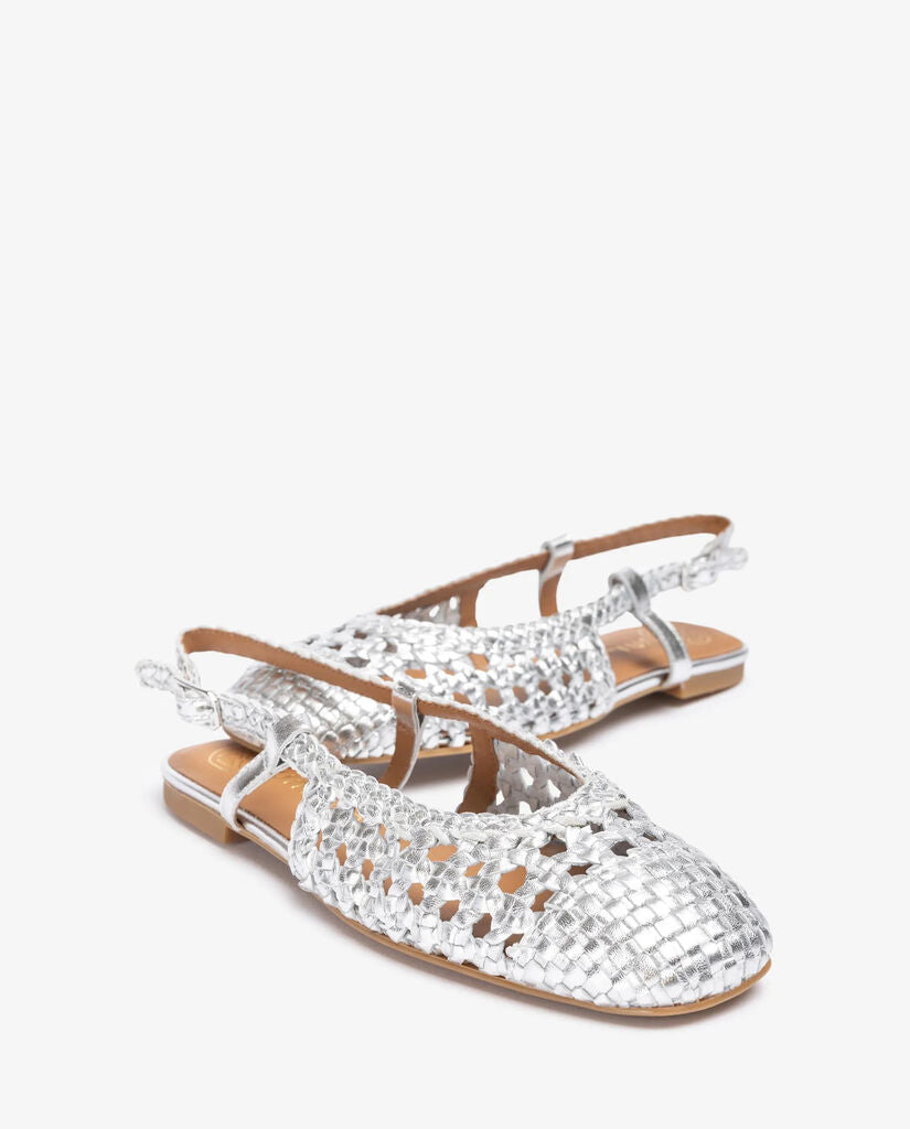 Silver Woven Slingback Flats