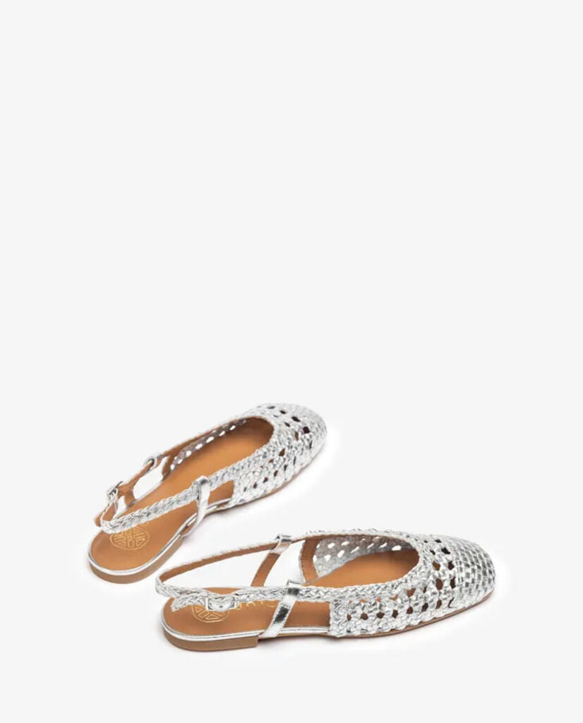 Silver Woven Slingback Flats