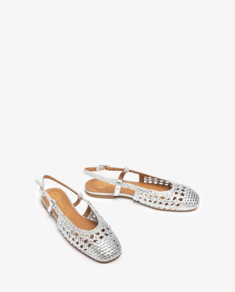 Silver Woven Slingback Flats