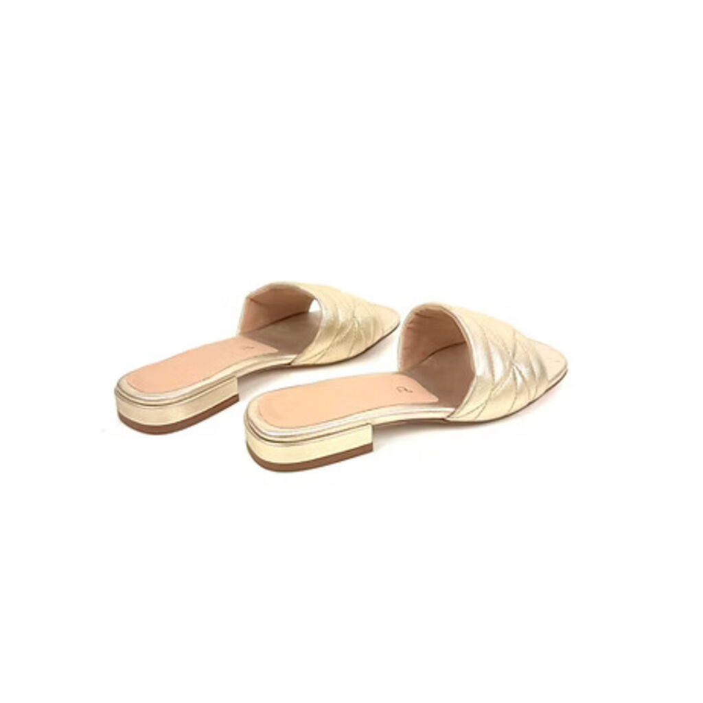 Gold Quilted Leather Slide Sandal