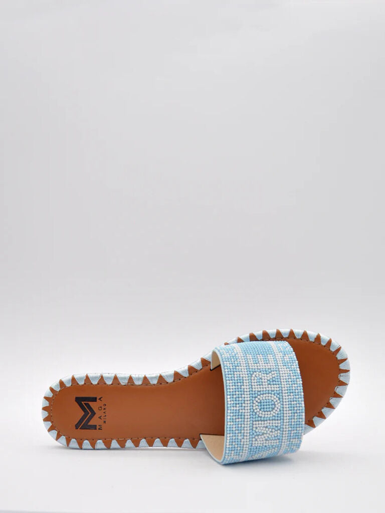 Blue Woven Slide Sandals